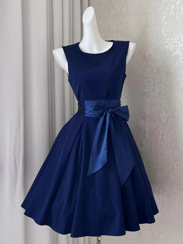 Elegant Dark Navy Blue Short Prom Dresses, Short Navy Blue Formal Graduation Dresses, US 12 / Navy as Pics / No Rush