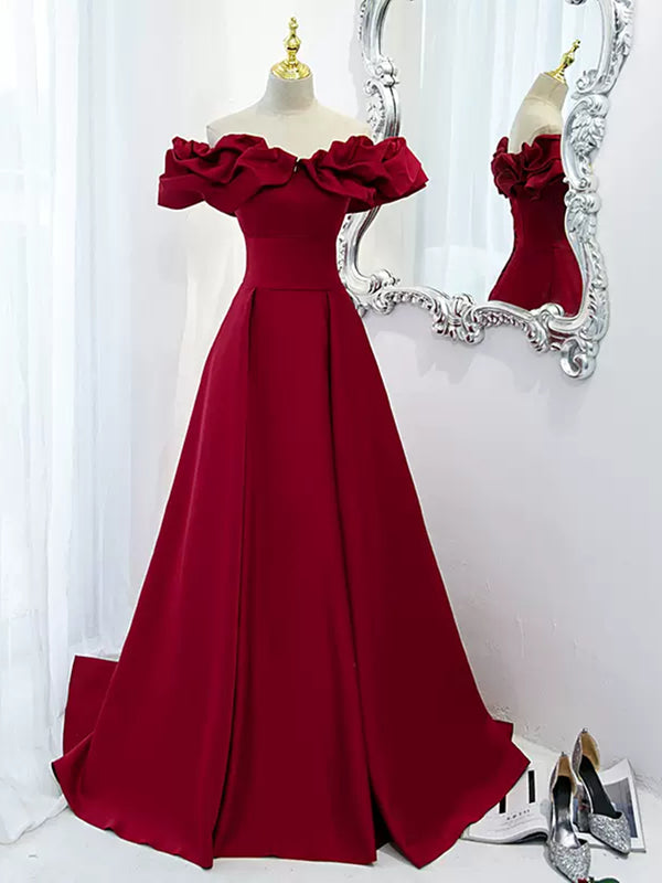 Off The Shoulder Burgundy Long Prom Dresses Wine Red Off Shoulder Lon Shegown