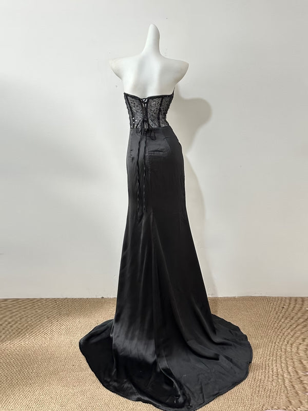 Black Mermaid Long Prom Dress Evening Gown main image 1