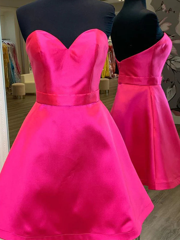 Sweetheart Neck Short Pink Prom Dresses, Short Pink Formal Homecoming