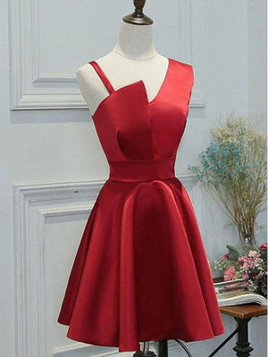 A Line Short Red Prom Dresses, Short Red Graduation Homecoming Dresses