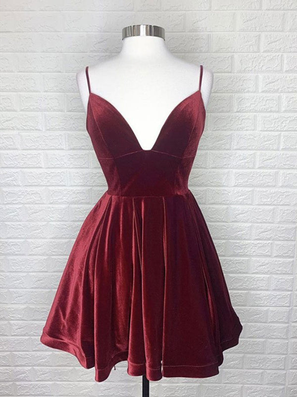 A Line V Neck Short Burgundy Prom Dresses, Short Wine Red Formal Homecoming Dresses A Line V Neck Short Burgundy Prom Dresses, Short Wine Red Formal Homecoming Dresses