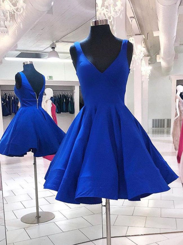 A Line V Neck Short Royal Blue Prom Dresses, Short Royal Blue Formal H - shegown A Line V Neck Short Royal Blue Prom Dresses, Short Royal Blue Formal H - shegown