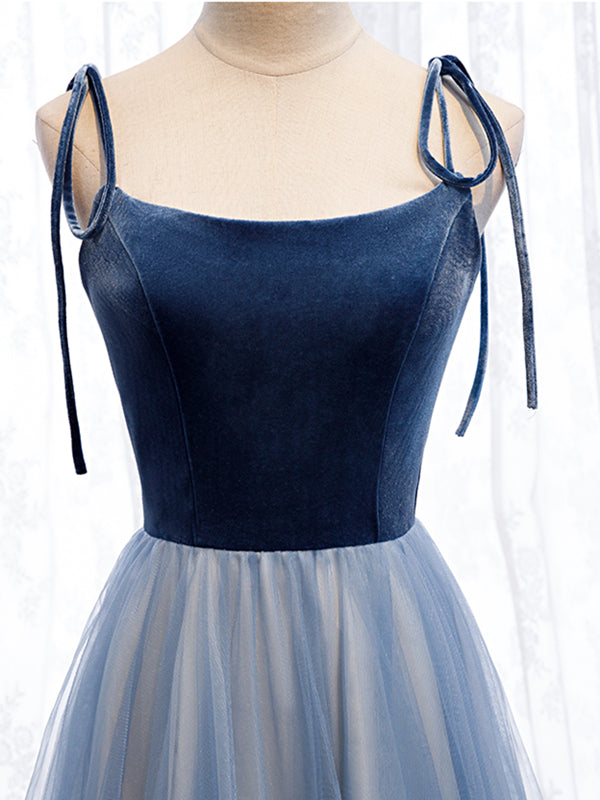 A Line Sleeveless Floor Length Blue Prom Dresses, Blue Long Formal Bri - shegown A Line Sleeveless Floor Length Blue Prom Dresses, Blue Long Formal Bri - shegown