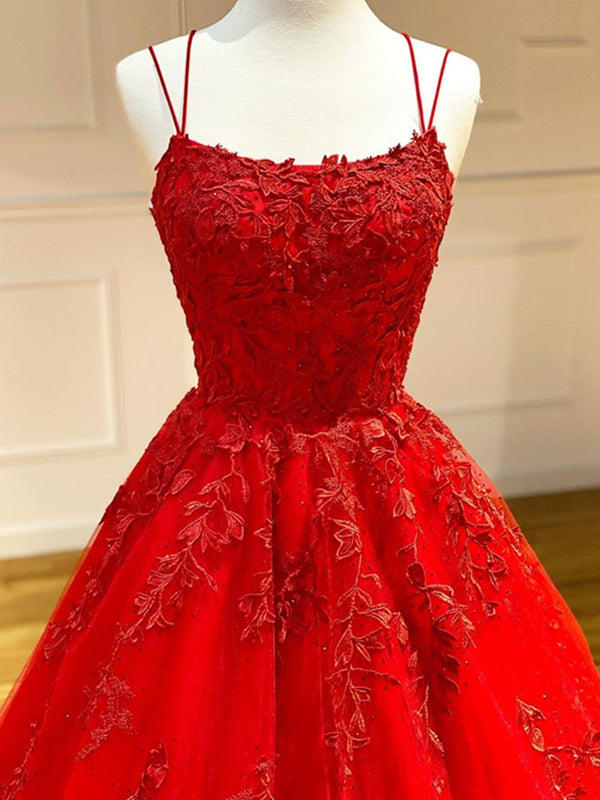 Backless Red Lace Prom Dresses, Red Backless Lace Formal Evening Gradu - shegown Backless Red Lace Prom Dresses, Red Backless Lace Formal Evening Gradu - shegown