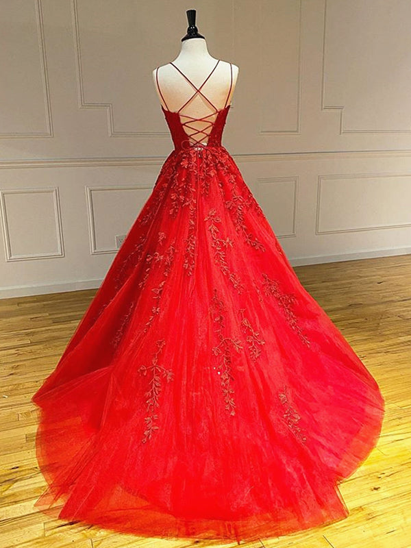Backless Red Lace Prom Dresses, Red Backless Lace Formal Evening Gradu - shegown Backless Red Lace Prom Dresses, Red Backless Lace Formal Evening Gradu - shegown