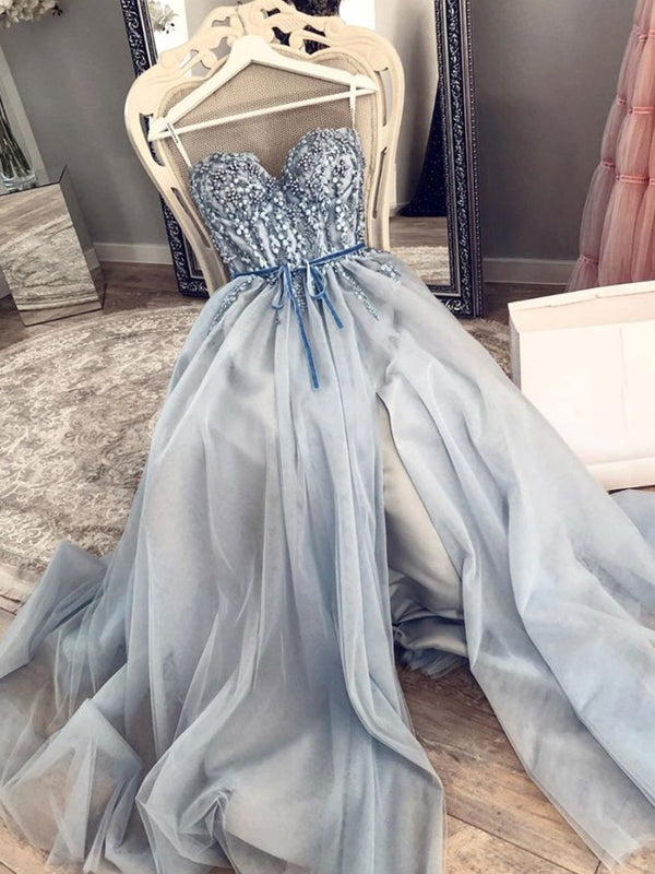 open lace back dress Light Blue Ruffled Prom Dresses Strapless Sweetheart Neck Quinceanera Dress 24036 Custom Colors / 16W main image 1