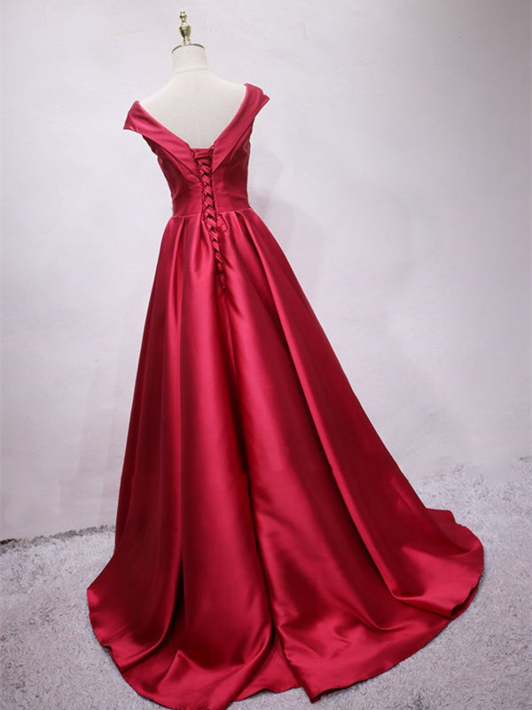 Off the Shoulder Burgundy Long Prom Dresses, Off Shoulder Wine Red For - shegown Off the Shoulder Burgundy Long Prom Dresses, Off Shoulder Wine Red For - shegown