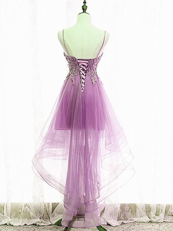 Purple High Low Lace Prom Dresses, Light Purple High Low Lace Formal H - shegown Purple High Low Lace Prom Dresses, Light Purple High Low Lace Formal H - shegown