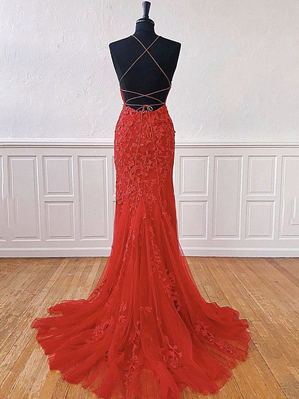 Red Backless Lace Prom Dresses, Red Open Back Lace Formal Evening Dresses, US 16 / Red as Pics / No Rush Red Backless Lace Prom Dresses, Red Open Back Lace Formal Evening Dresses, US 16 / Red as Pics / No Rush