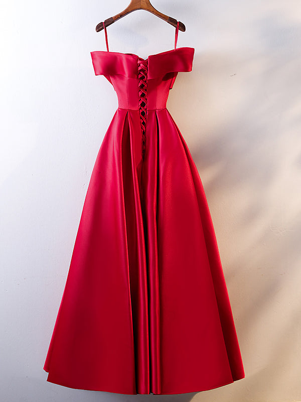 Red Tea Length Prom Dresses, Red Tea Length Formal Bridesmaid Dresses, US 2 / Red As Pics / with Rush+$19.99