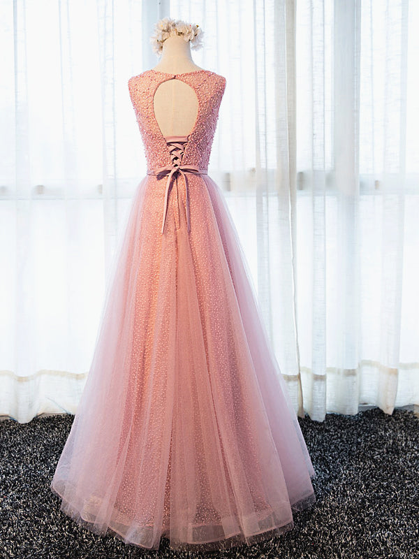 open lace back dress Blush Pink Formal Dress main image 1