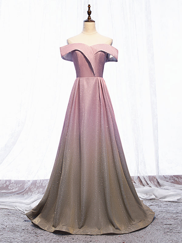 ombre prom dresses Shiny Off Shoulder Pink Ombre Prom Dresses, Pink Ombre Formal Graduation Evening Dresses, Custom Size / Pink as Pics / With Rush+$19.99