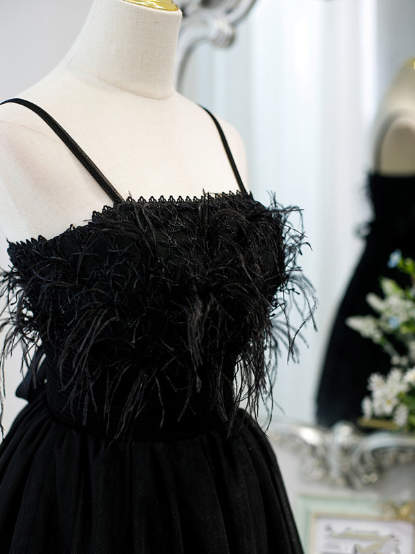 Short Back Prom Dress with Corset Back, Little Black Formal Homecoming