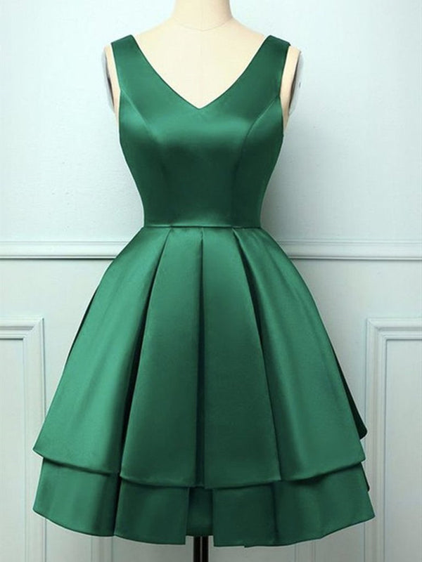 Dark green short best sale formal dresses