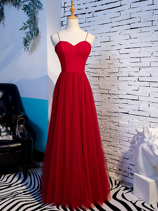 Sweetheart Neck Red Long Prom Dresses, Red Long Formal Evening Dresses -  shegown
