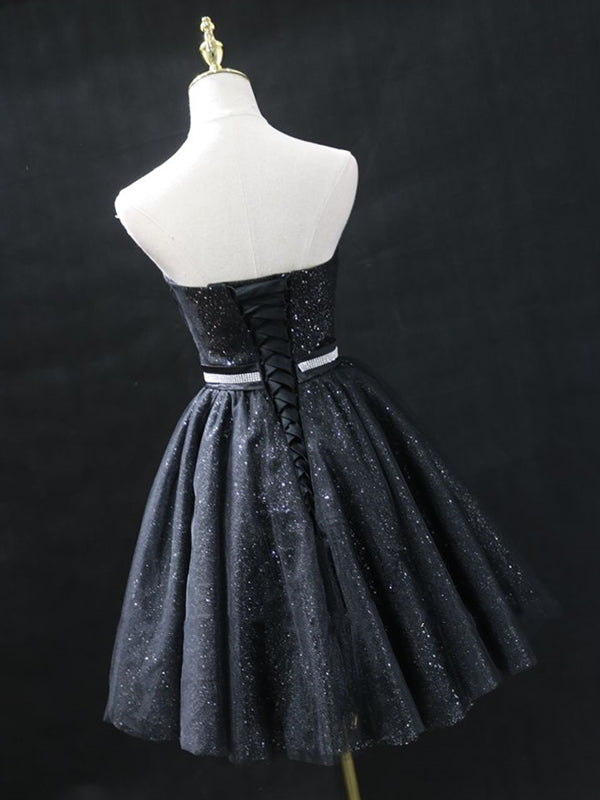 Sweetheart Neck Short Black Prom Dresses, Little Black Formal Evening - shegown Sweetheart Neck Short Black Prom Dresses, Little Black Formal Evening - shegown