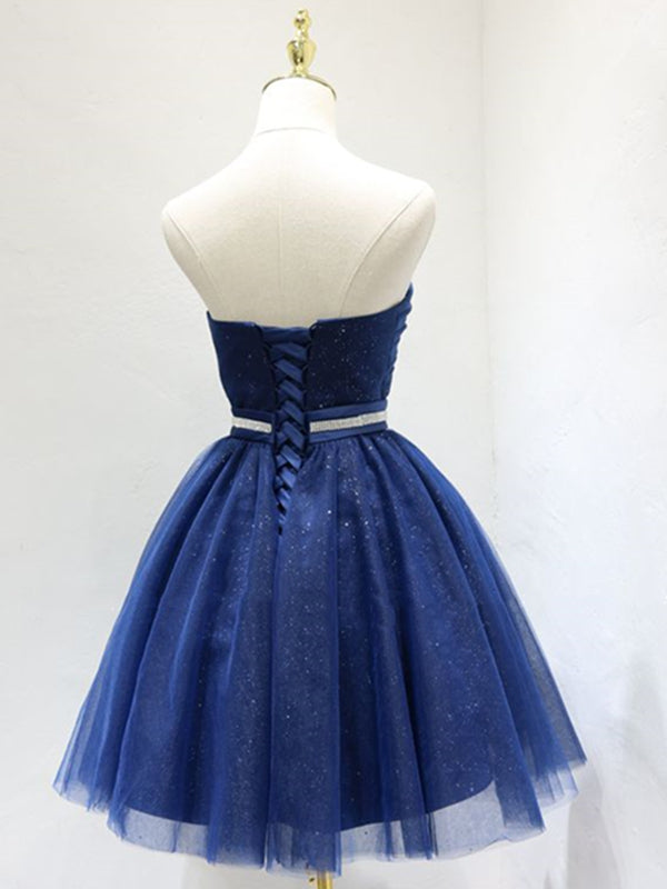 Sweetheart Neck Short Blue Prom Dresses, Short Blue Formal Homecoming  Graduation Dresses