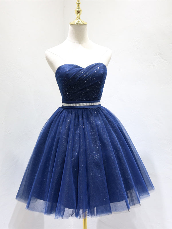 Sweetheart Neck Short Blue Prom Dresses, Short Blue Formal Homecoming - shegown Sweetheart Neck Short Blue Prom Dresses, Short Blue Formal Homecoming - shegown