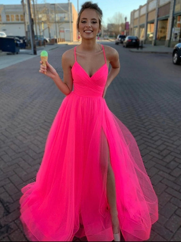 V Neck Hot Pink Long Prom Dresses, Hot Pink Floor Length Long Formal Evening Dresses, US 4 / Pink as Pics / No Rush V Neck Hot Pink Long Prom Dresses, Hot Pink Floor Length Long Formal Evening Dresses, US 4 / Pink as Pics / No Rush