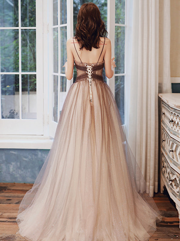 V Neck Brown Ombre Long Prom Dresses, Brown Ombre Floor Length Formal Evening Dresses V Neck Brown Ombre Long Prom Dresses, Brown Ombre Floor Length Formal Evening Dresses