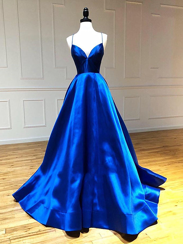 V Neck Royal Blue Backless Prom Dresses, Royal Blue Backless Formal Gr - shegown V Neck Royal Blue Backless Prom Dresses, Royal Blue Backless Formal Gr - shegown
