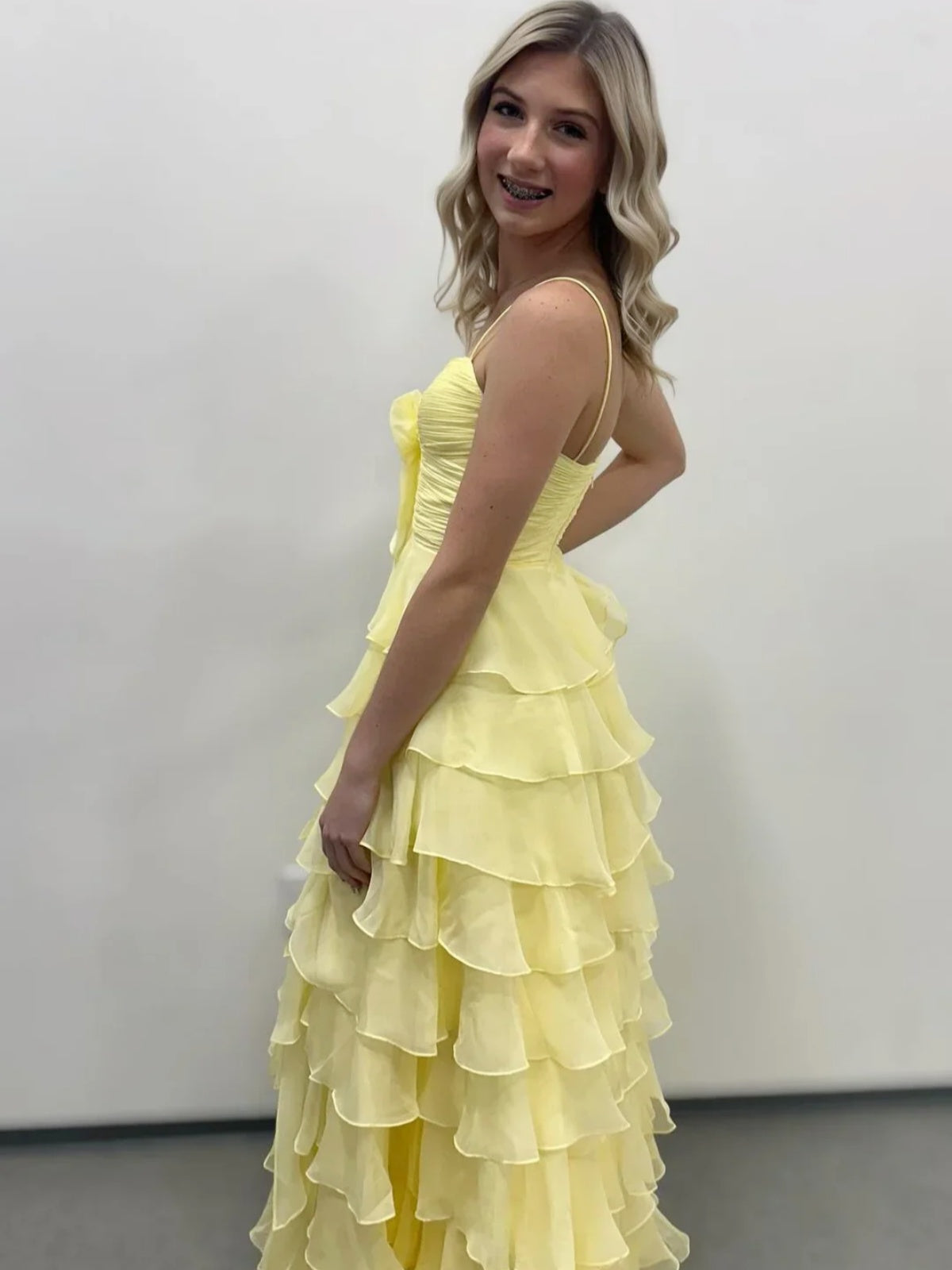 A-line Long Tiered Chiffon Prom Dresses, Yellow Purple Royal Blue Green Pink Light Blue Coral Formal Dresses, US 4 / Custom Colors A-line Long Tiered Chiffon Prom Dresses, Yellow Purple Royal Blue Green Pink Light Blue Coral Formal Dresses, US 4 / Custom Colors