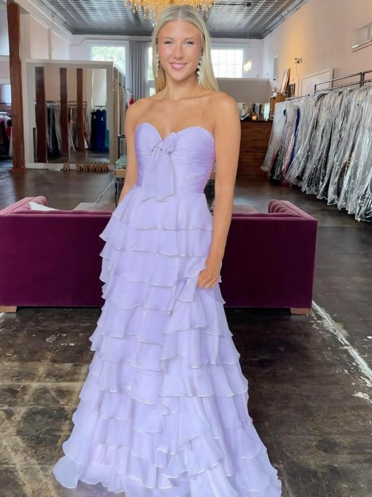 A-line Long Tiered Chiffon Prom Dresses, Yellow Purple Royal Blue Green Pink Light Blue Coral Formal Dresses, US 4 / Custom Colors A-line Long Tiered Chiffon Prom Dresses, Yellow Purple Royal Blue Green Pink Light Blue Coral Formal Dresses, US 4 / Custom Colors