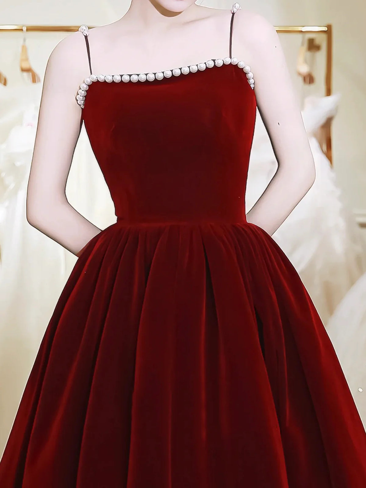 A Line Knee Length Burgundy Velvet Prom Dresses, Burgundy Homecoming D - shegown A Line Knee Length Burgundy Velvet Prom Dresses, Burgundy Homecoming D - shegown