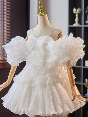 A Line Short White Tulle Prom Dresses, A Line Short White Tulle Formal Homecoming Dresses