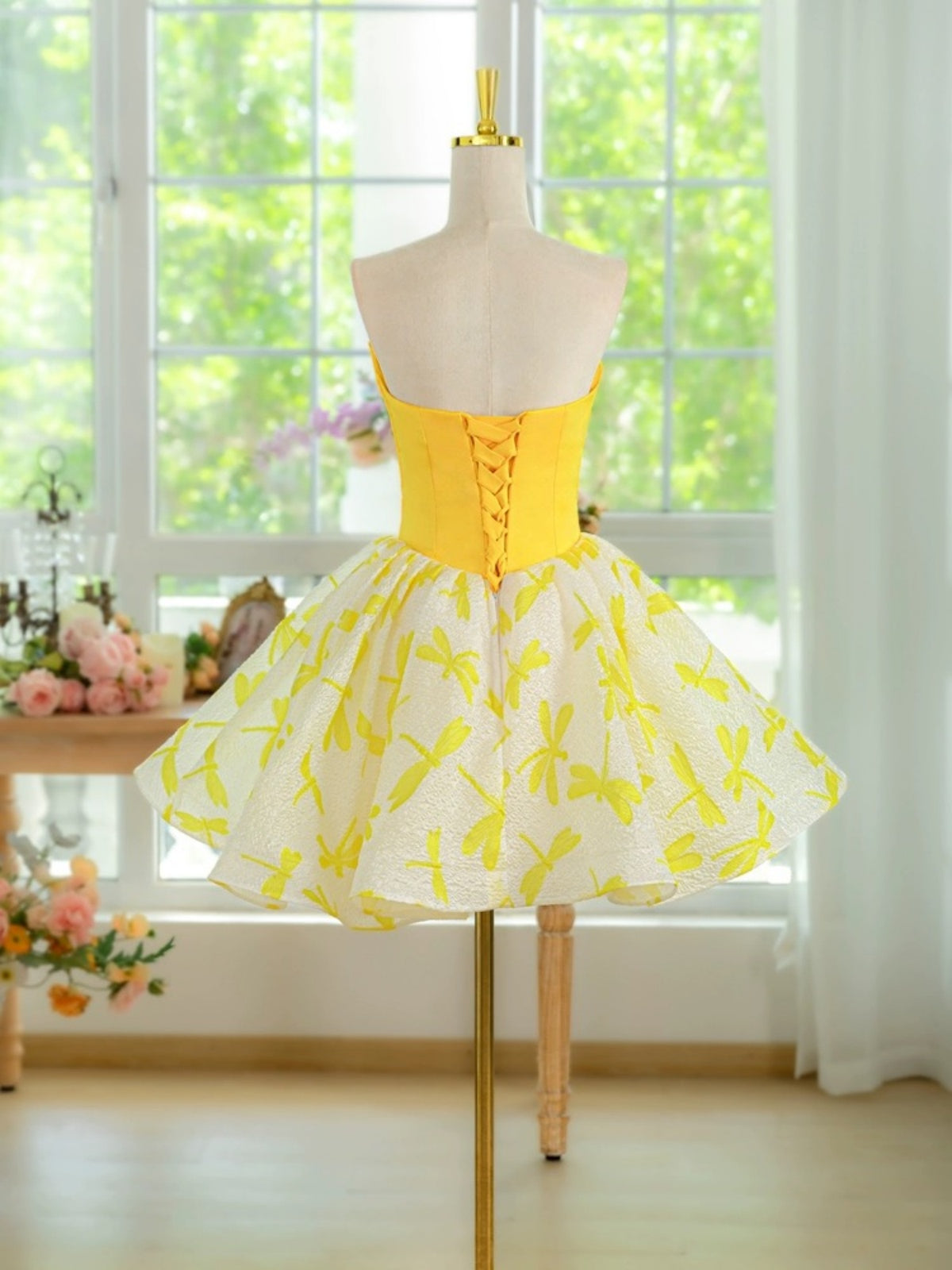 A Line Short Yellow Prom Dresses, Short Yellow Floral Formal Homecoming Dresses, US 10 / Picture Color / With Rush+$19.99 A Line Short Yellow Prom Dresses, Short Yellow Floral Formal Homecoming Dresses, US 10 / Picture Color / With Rush+$19.99