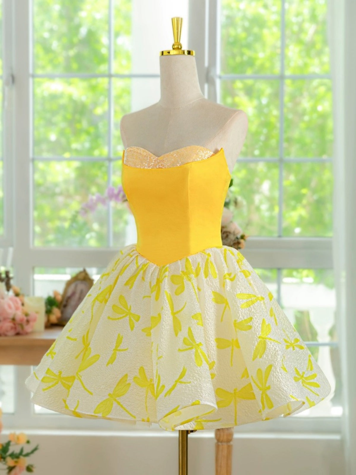 A Line Short Yellow Prom Dresses, Short Yellow Floral Formal Homecoming Dresses, US 10 / Picture Color / With Rush+$19.99 A Line Short Yellow Prom Dresses, Short Yellow Floral Formal Homecoming Dresses, US 10 / Picture Color / With Rush+$19.99