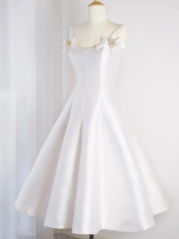 Spaghetti Straps Ruched Sheath Short Prom Dress Ivory