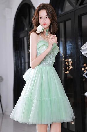 A Line Sweetheart Neck Mint Green Lace Prom Dresses, Mint Green Lace Homecoming Dresses