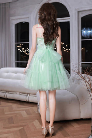 A Line Sweetheart Neck Mint Green Lace Prom Dresses, Mint Green Lace Homecoming Dresses