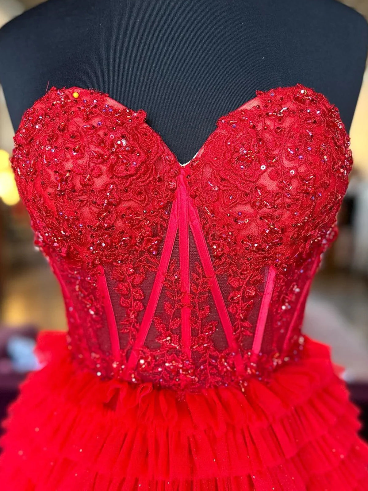 Black Red Purple Lace Prom Dresses, Black Red Purple Lace Formal Eveni - shegown Black Red Purple Lace Prom Dresses, Black Red Purple Lace Formal Eveni - shegown