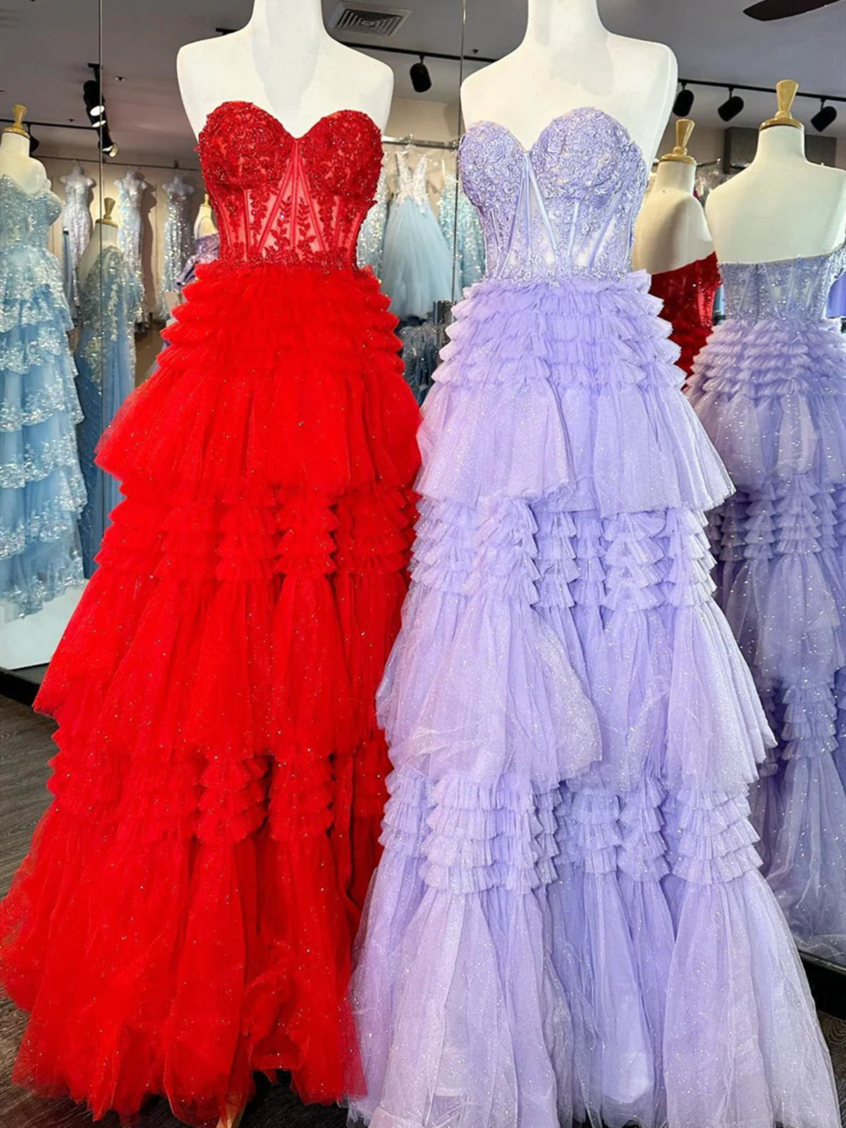 Black Red Purple Lace Prom Dresses, Black Red Purple Lace Formal Eveni - shegown Black Red Purple Lace Prom Dresses, Black Red Purple Lace Formal Eveni - shegown