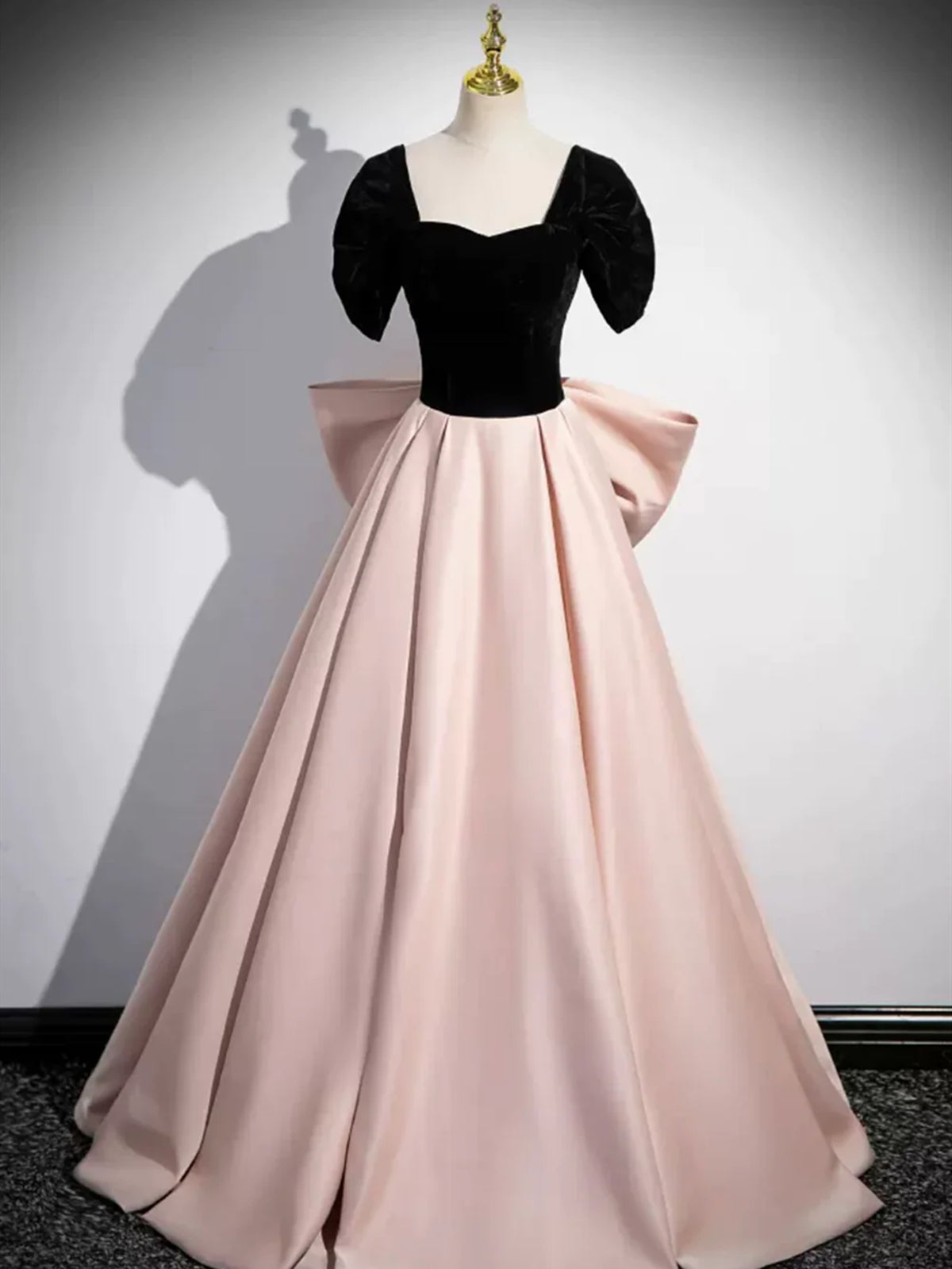 Black Velvet and Pink Satin Long Prom Dress, Black Velvet Pink Long Formal Evening Dresses, US 4 / Custom Color / With Rush+$19.99 Black Velvet and Pink Satin Long Prom Dress, Black Velvet Pink Long Formal Evening Dresses, US 4 / Custom Color / With Rush+$19.99