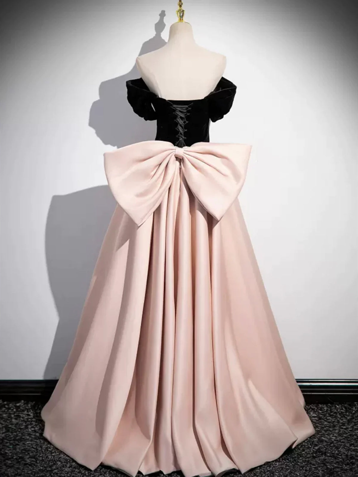Black Velvet and Pink Satin Long Prom Dress, Black Velvet Pink Long Formal Evening Dresses, US 4 / Custom Color / With Rush+$19.99 Black Velvet and Pink Satin Long Prom Dress, Black Velvet Pink Long Formal Evening Dresses, US 4 / Custom Color / With Rush+$19.99