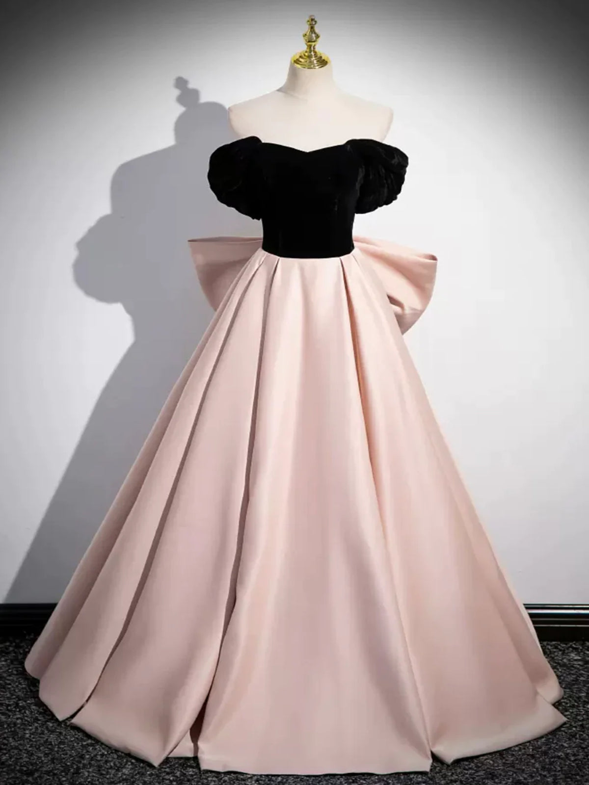 Black Velvet and Pink Satin Long Prom Dress, Black Velvet Pink Long Formal Evening Dresses, US 4 / Custom Color / With Rush+$19.99 Black Velvet and Pink Satin Long Prom Dress, Black Velvet Pink Long Formal Evening Dresses, US 4 / Custom Color / With Rush+$19.99