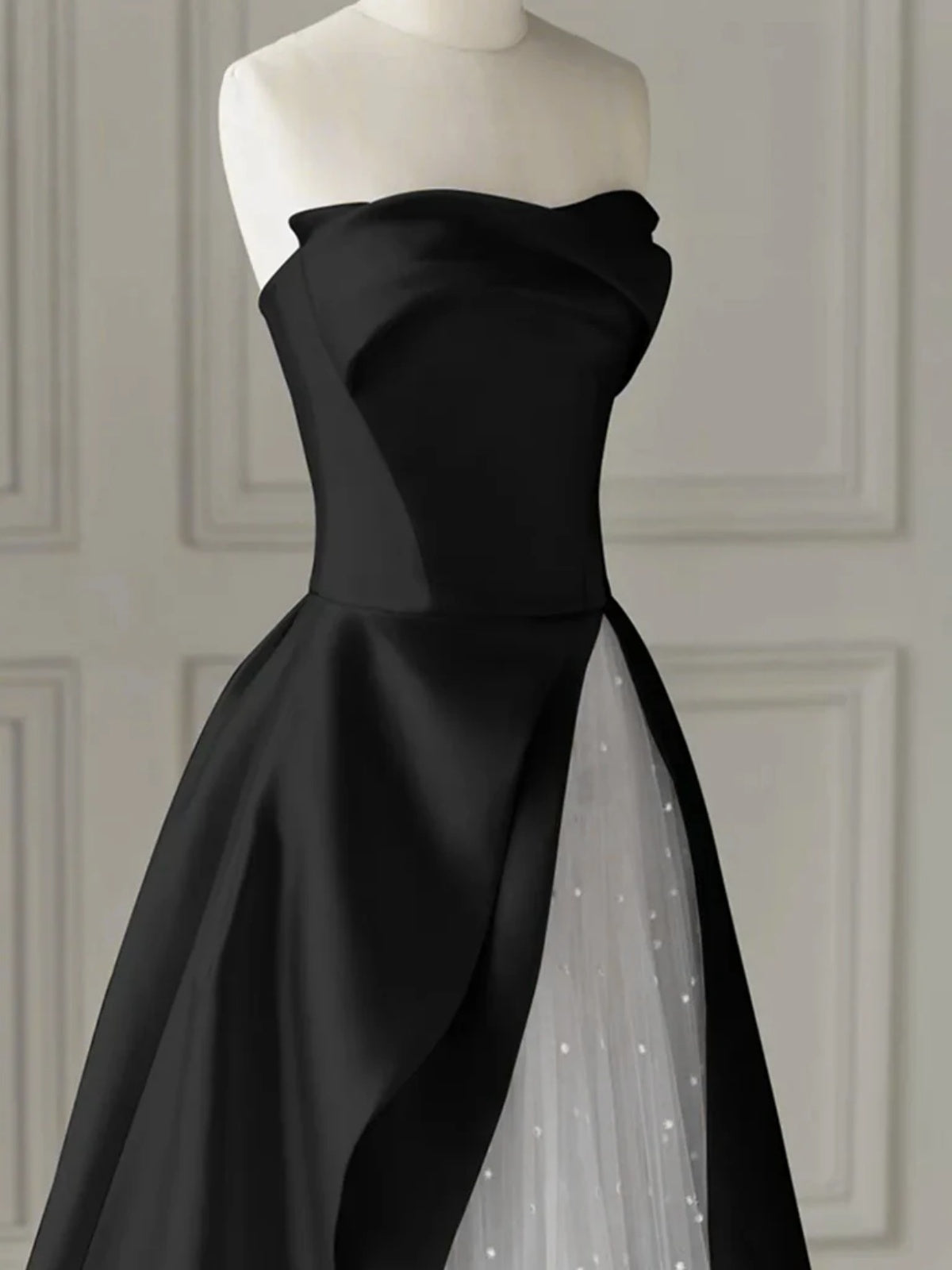 Black White A Line Long Prom Dresses, Long Black White Formal Evening - shegown Black White A Line Long Prom Dresses, Long Black White Formal Evening - shegown