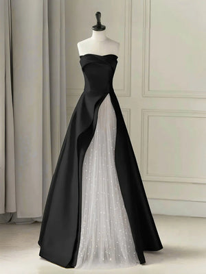 Black White A Line Long Prom Dresses, Long Black White Formal Evening Dresses, US 4 / Custom Color / No Rush