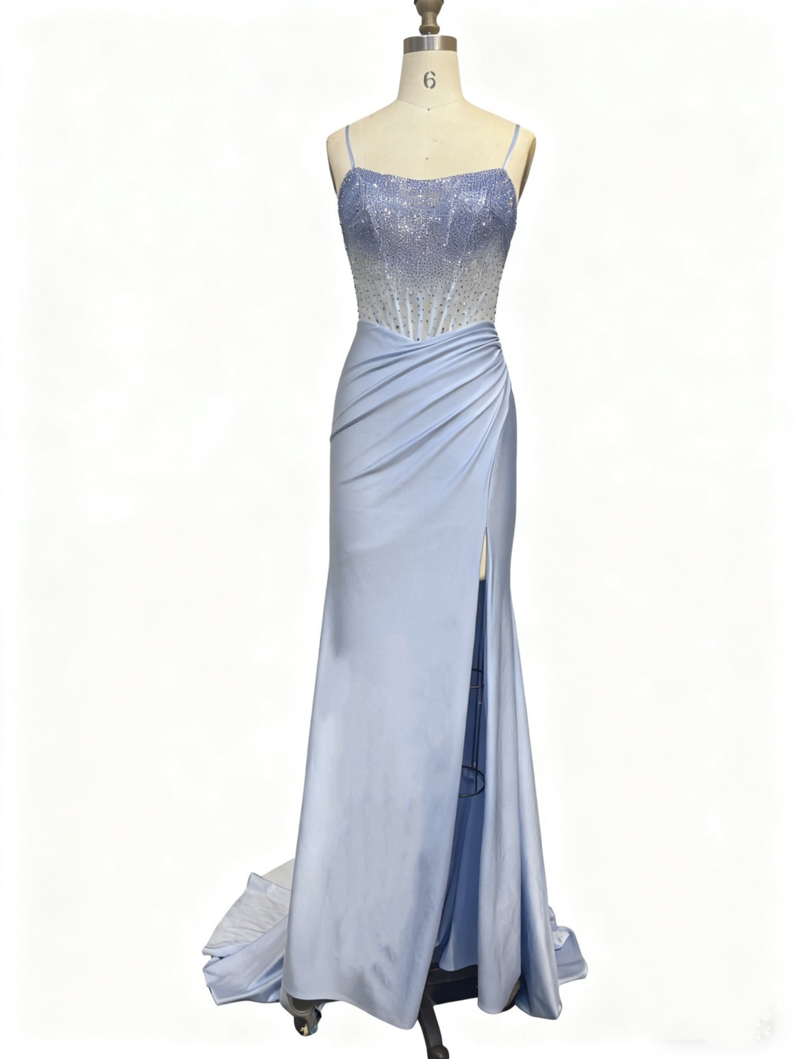 Blue Mermaid Sequins Long Prom Dresses, Blue Mermaid Sequins Long Formal Evening Dresses