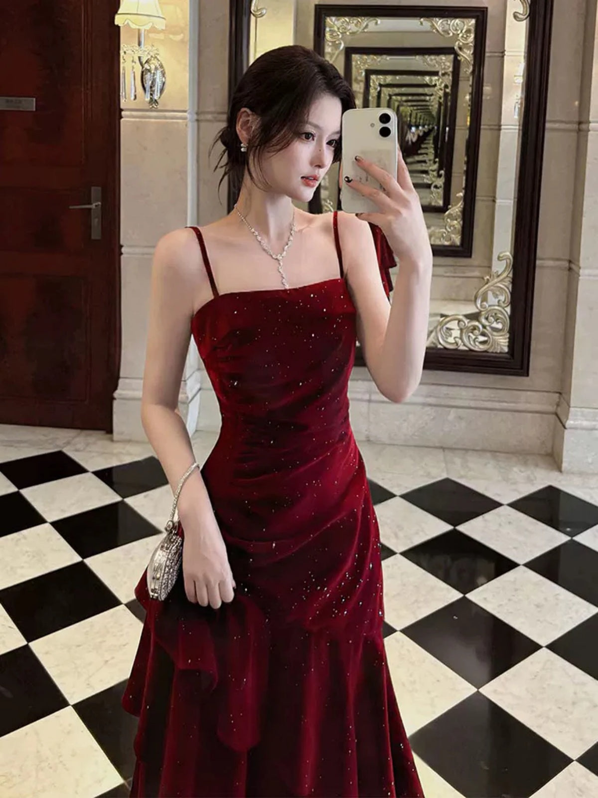 Burgundy Velvet Layered Long Prom Dresses, Wine Red Long Layered Formal Dresses, US 2 / Burgundy as Pics / No Rush Burgundy Velvet Layered Long Prom Dresses, Wine Red Long Layered Formal Dresses, US 2 / Burgundy as Pics / No Rush