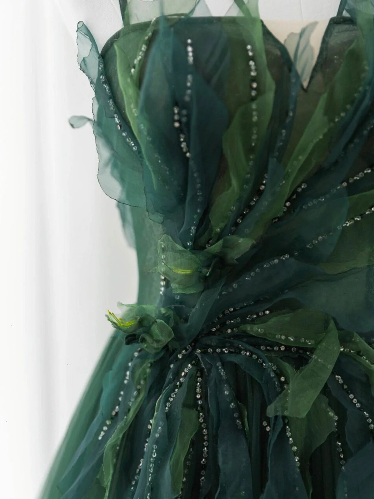 Dark Green Floral Long Prom Dresses, Dark Green Floral Long Prom Dress - shegown Dark Green Floral Long Prom Dresses, Dark Green Floral Long Prom Dress - shegown