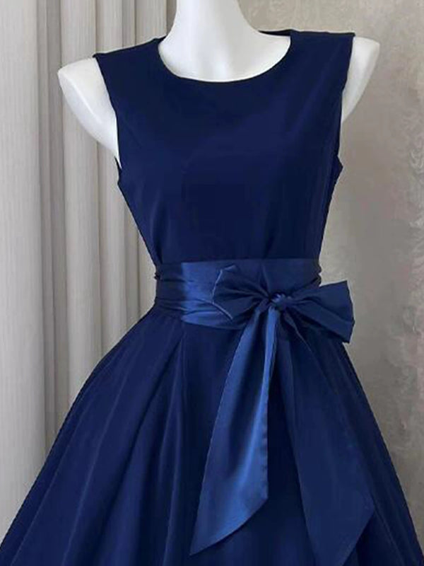 Elegant Dark Navy Blue Short Prom Dresses, Short Navy Blue Formal Grad