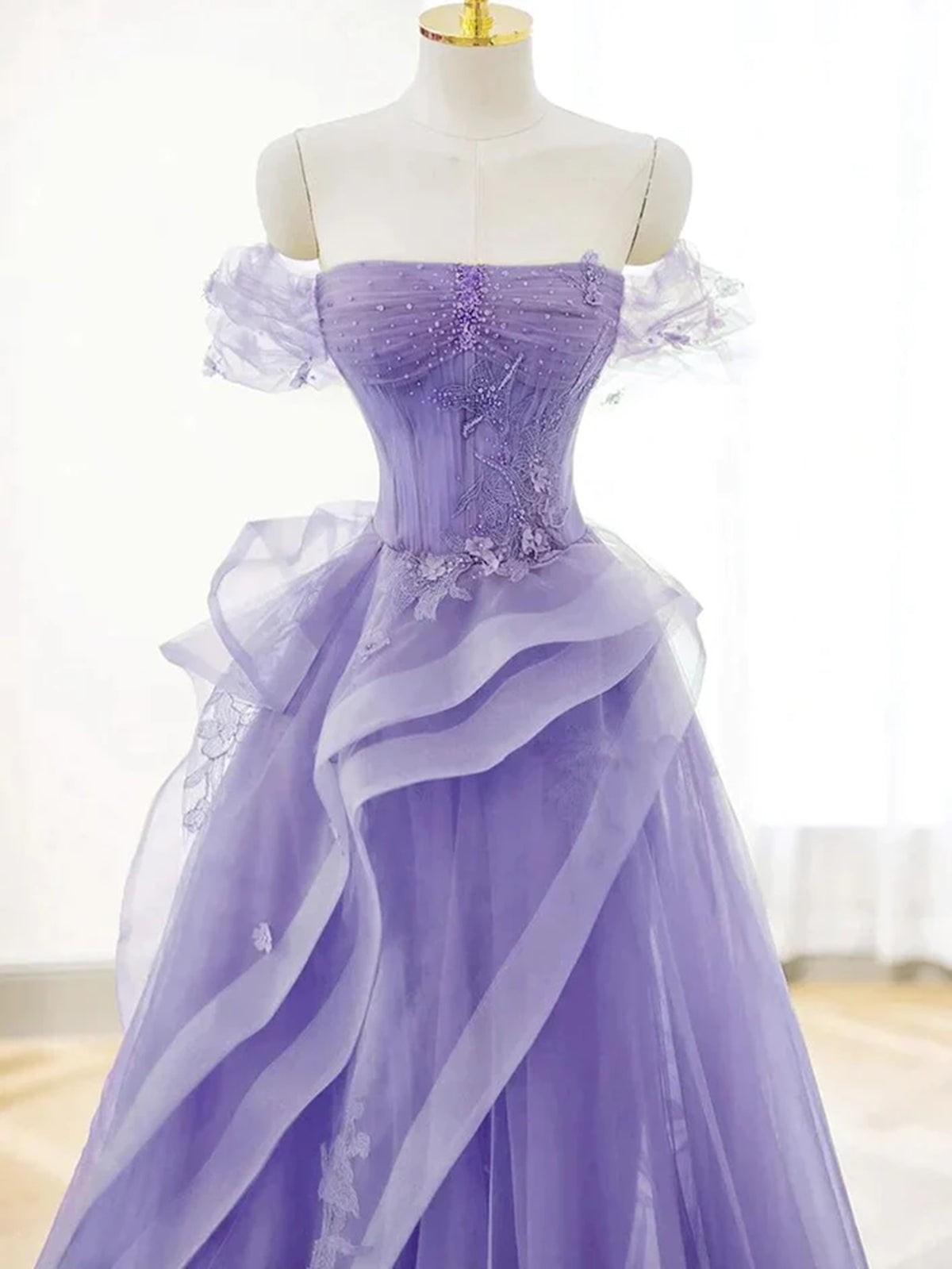 Elegant Off Shoulder Purple Lace Long Prom Dresses, Off the Shoulder Purple Formal Dresses, US 10 / Picture Color / With Rush+$19.99 Elegant Off Shoulder Purple Lace Long Prom Dresses, Off the Shoulder Purple Formal Dresses, US 10 / Picture Color / With Rush+$19.99