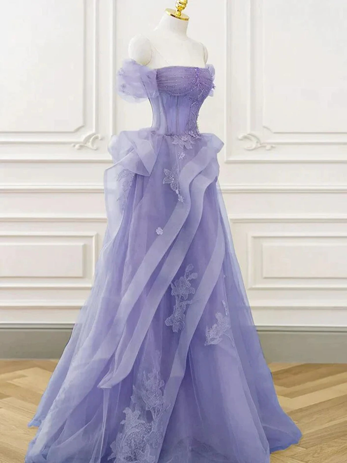 Elegant Off Shoulder Purple Lace Long Prom Dresses, Off the Shoulder Purple Formal Dresses, US 10 / Picture Color / With Rush+$19.99 Elegant Off Shoulder Purple Lace Long Prom Dresses, Off the Shoulder Purple Formal Dresses, US 10 / Picture Color / With Rush+$19.99