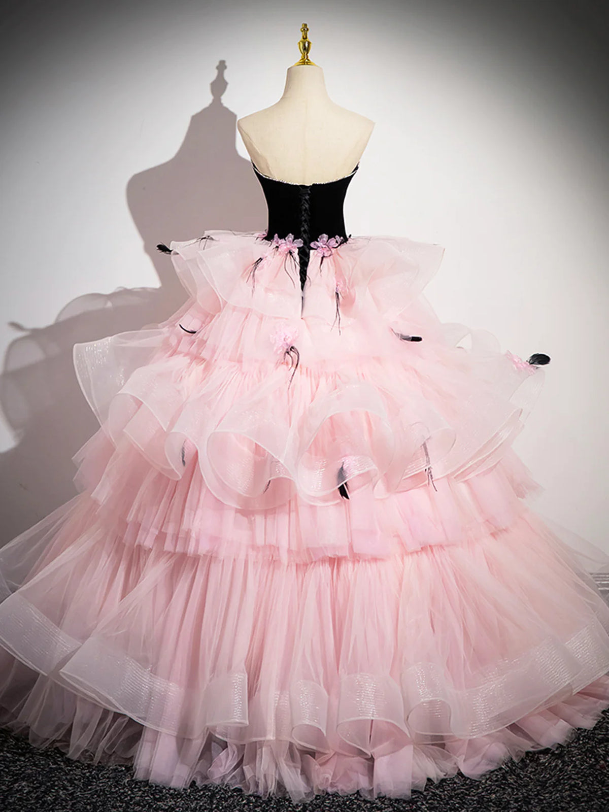 Gorgeous Beaded Pink Tulle Long Prom Dresses With Black Velvet top, Open Back Pink Formal Dresses, US 12 / Custom Color / With Rush+$19.99 Gorgeous Beaded Pink Tulle Long Prom Dresses With Black Velvet top, Open Back Pink Formal Dresses, US 12 / Custom Color / With Rush+$19.99