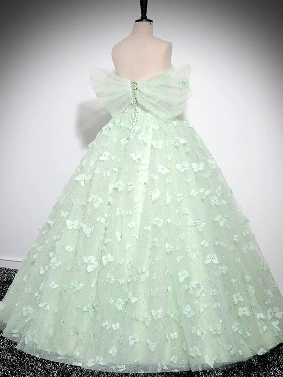 Gorgeous Off Shoulder Mint Green Long Prom Dresses with Butterfly, Off - shegown Gorgeous Off Shoulder Mint Green Long Prom Dresses with Butterfly, Off - shegown